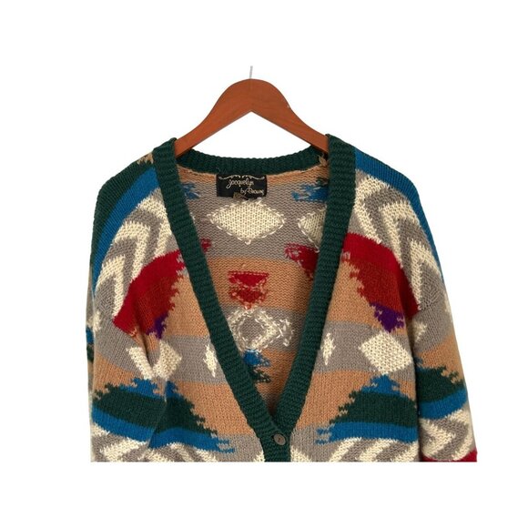 Jacquelyn By Browne Womens Aztec Pattern Wool Cardigan Sweater With Pockets & Bu - Picture 3 of 10
